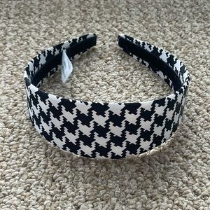 Houndstooth Satin-look Headband - Black/White